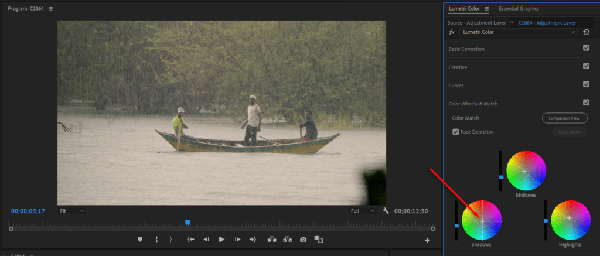 tab color wheels match trong premiere