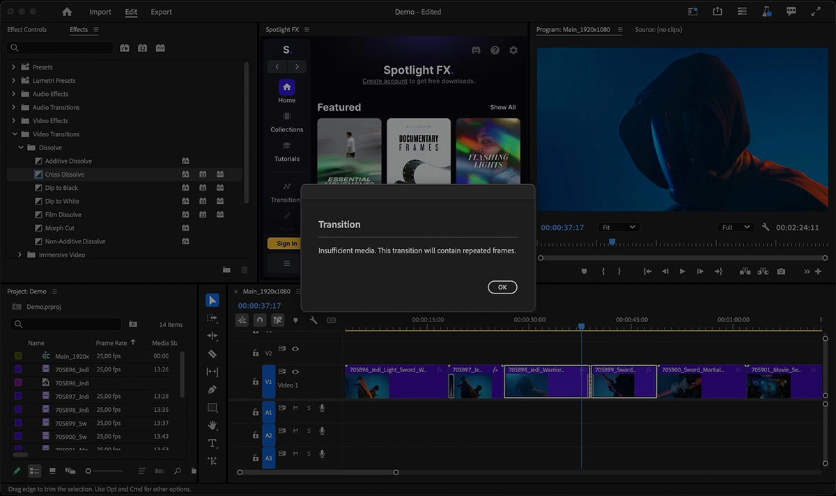 Thông báo về việc thiếu đoạn media