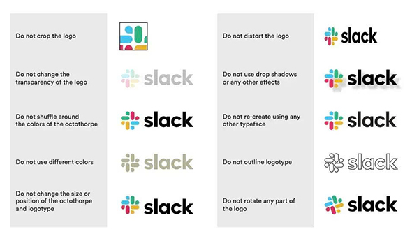 ví dụ về brand guideline của slack